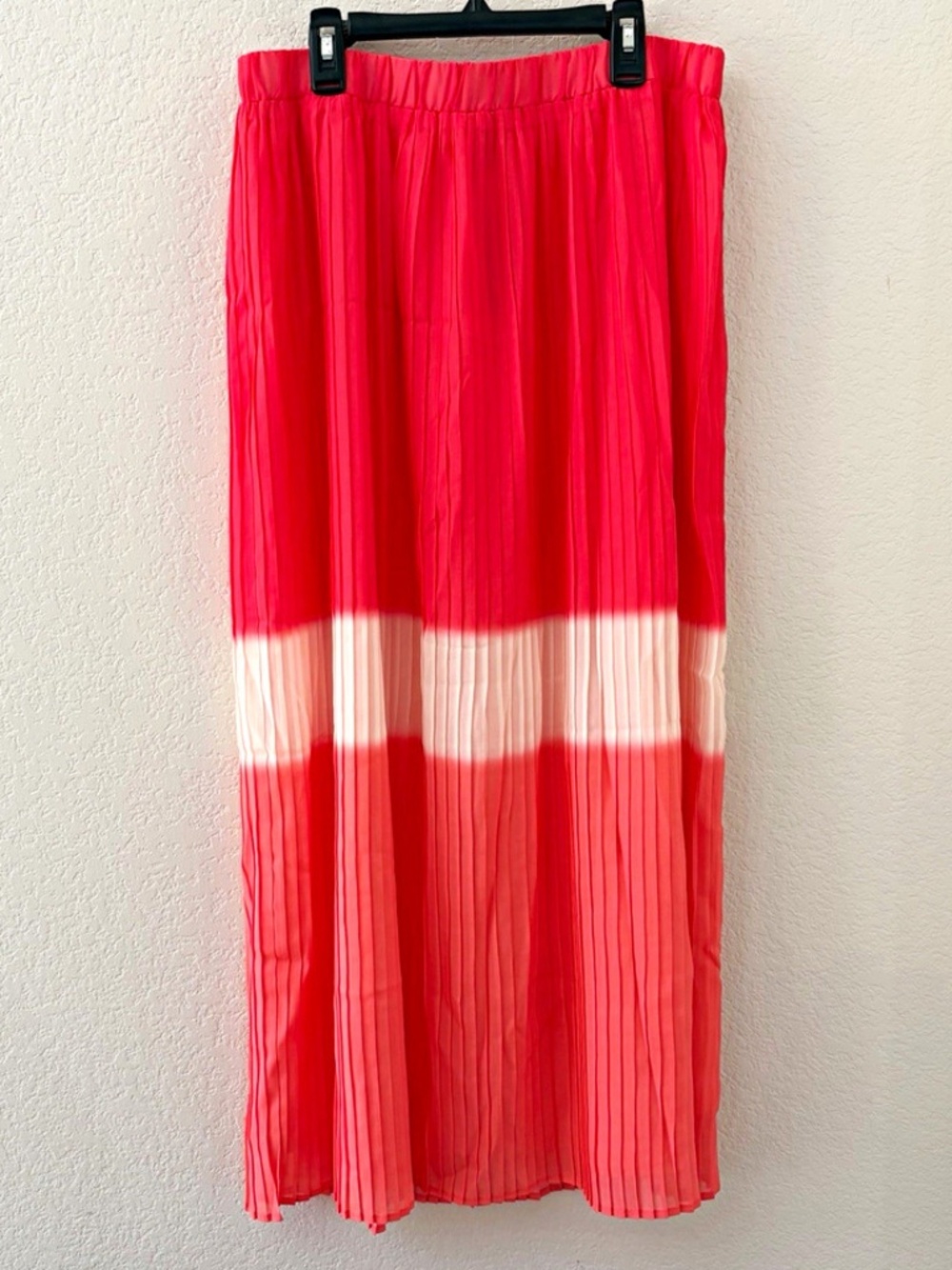 NWT Lane Bryant Plus Size 14/16 Coral Pleated Pull On Long Lined Maxi Skirt